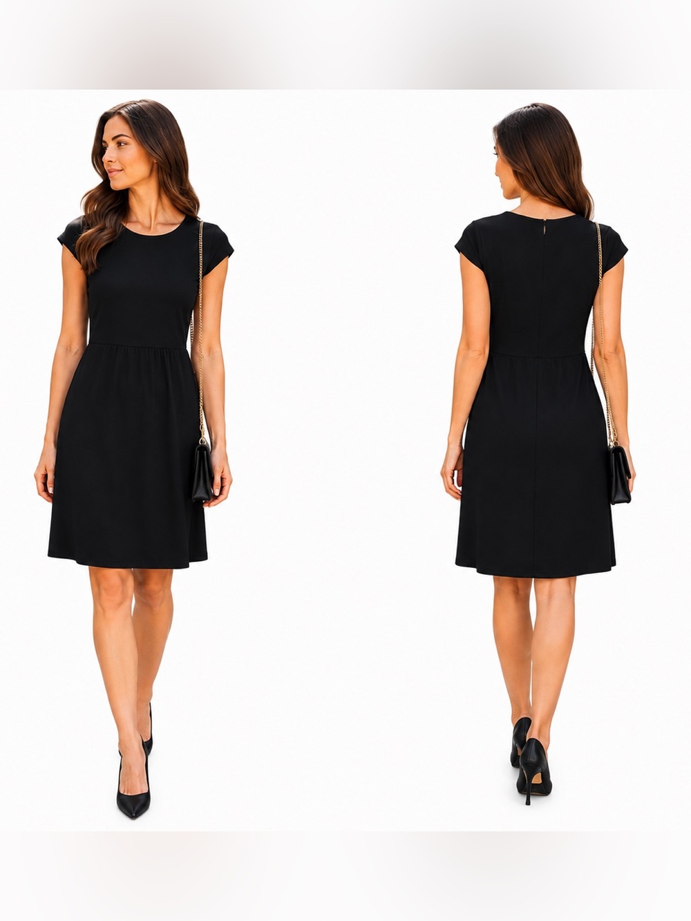 Bar III Black Cap-Sleeve A-Line Mini Dress